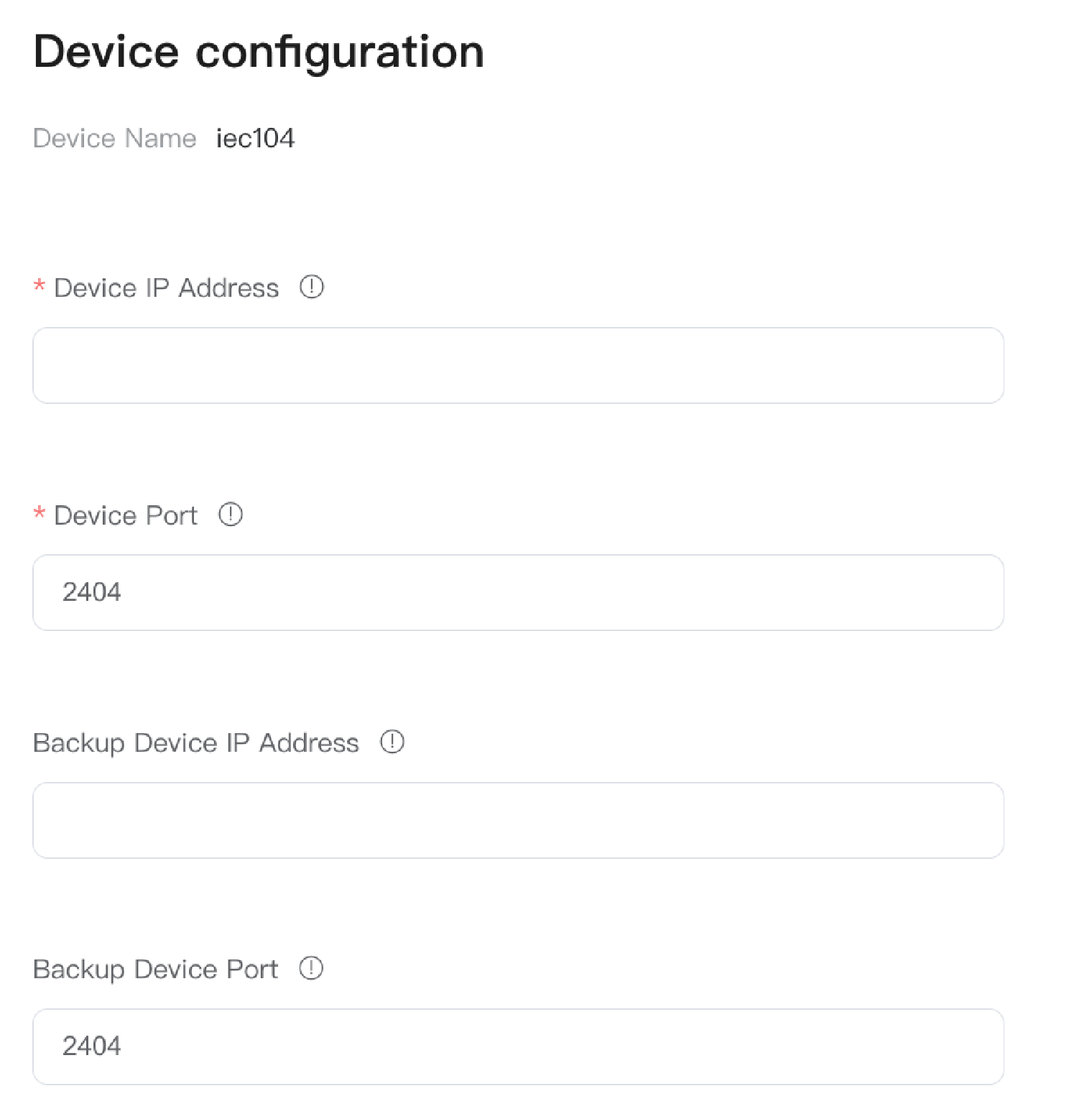 IEC60870-5-104 Configuration Interface