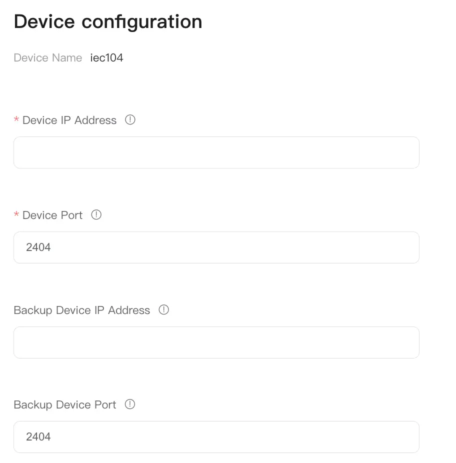 IEC60870-5-104 Configuration Interface