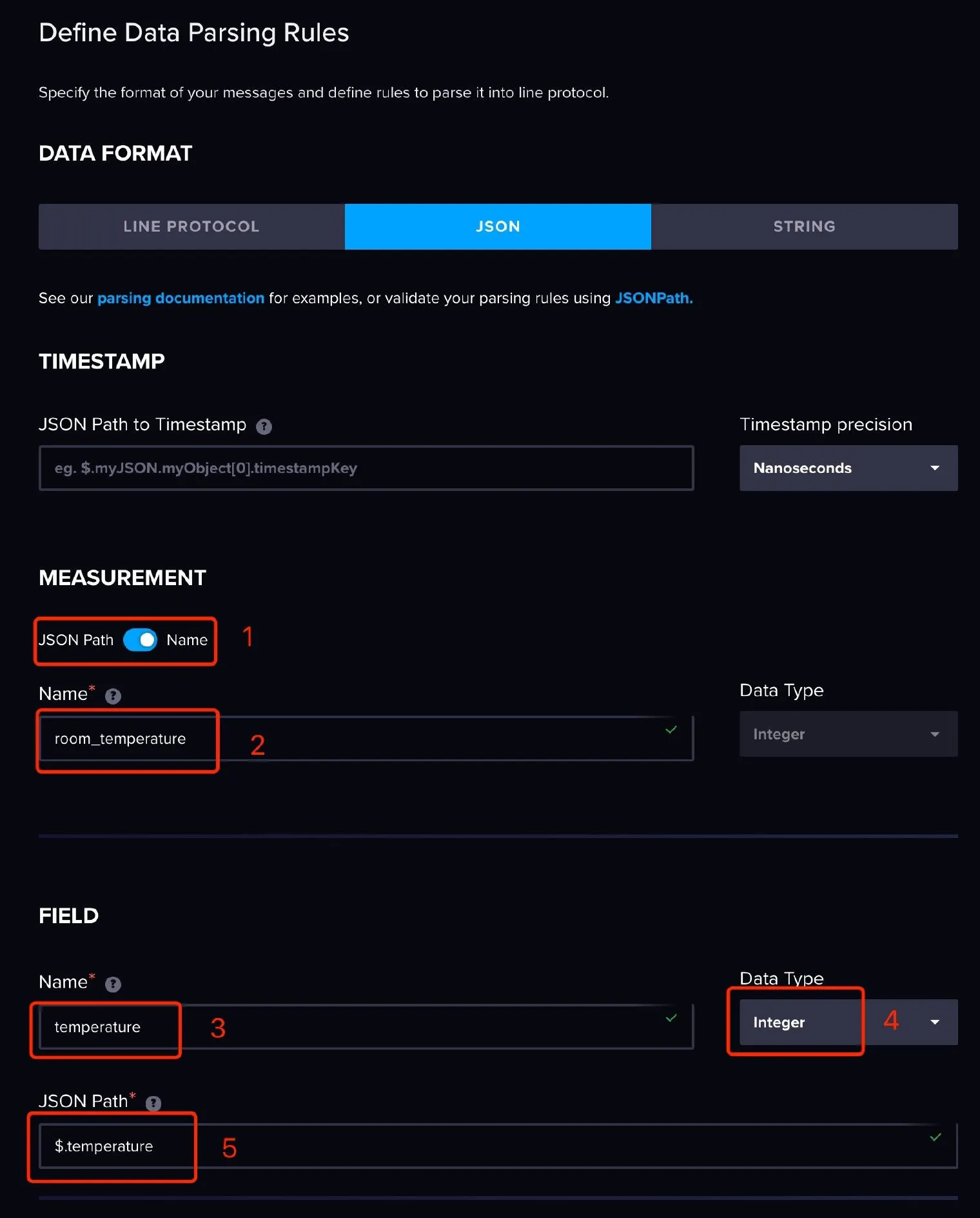 Define a data parsing rule