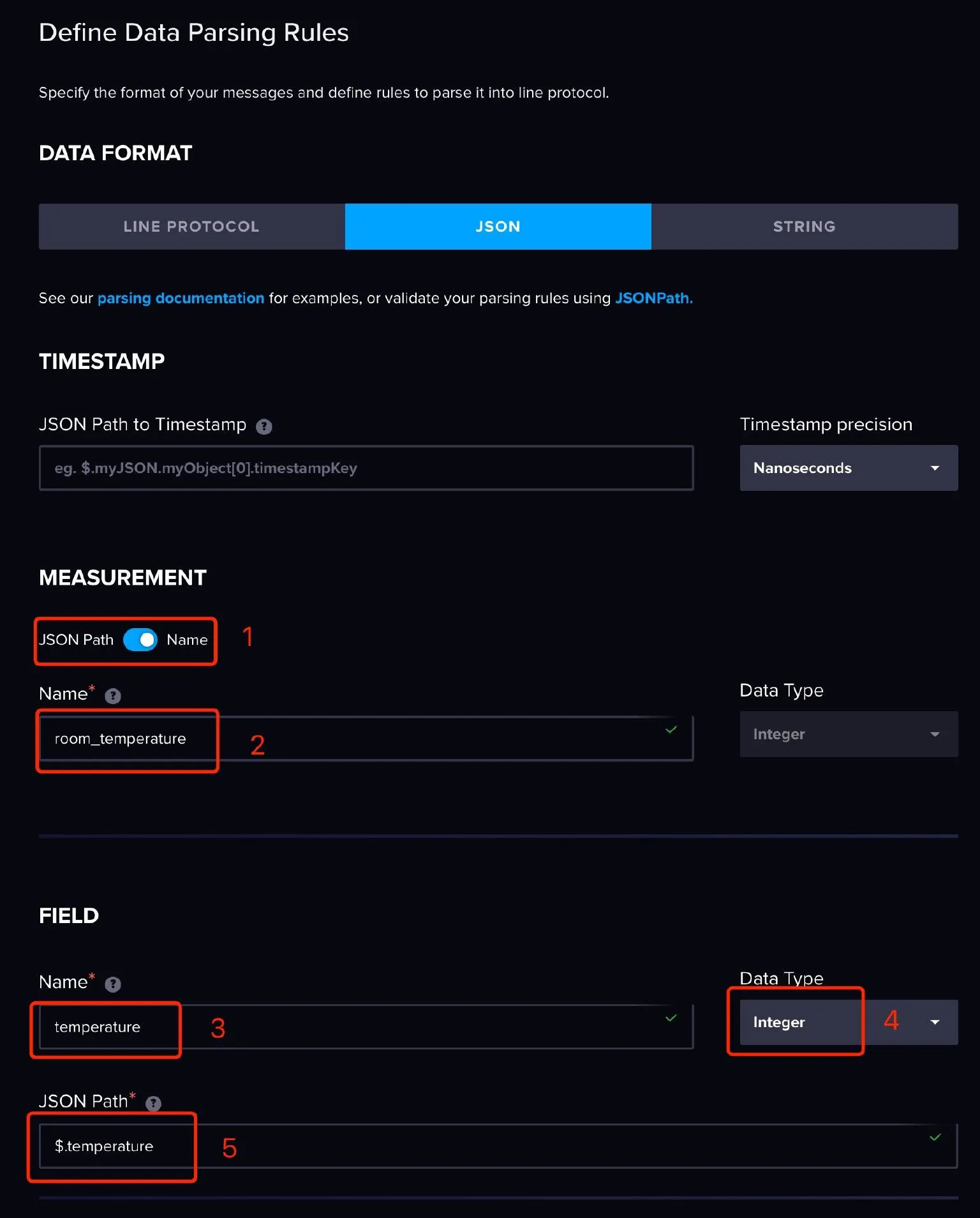 Define a data parsing rule