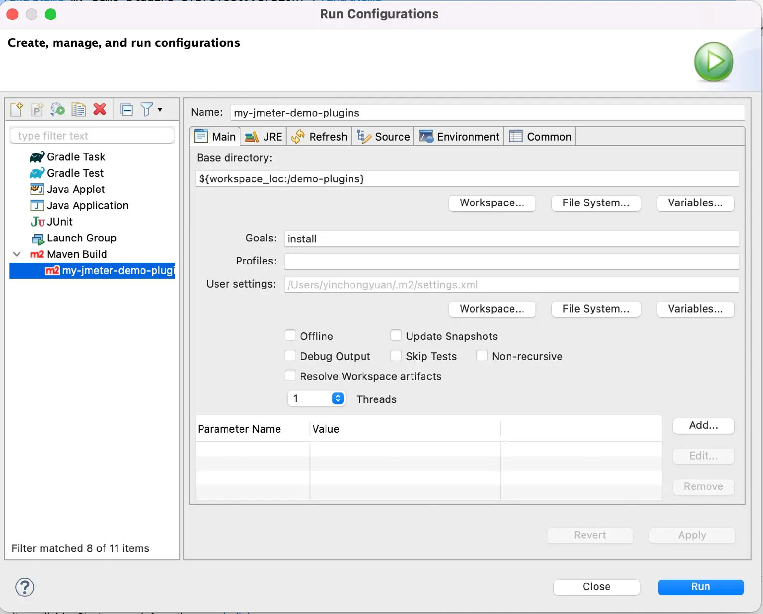 Maven Build 的运行配置