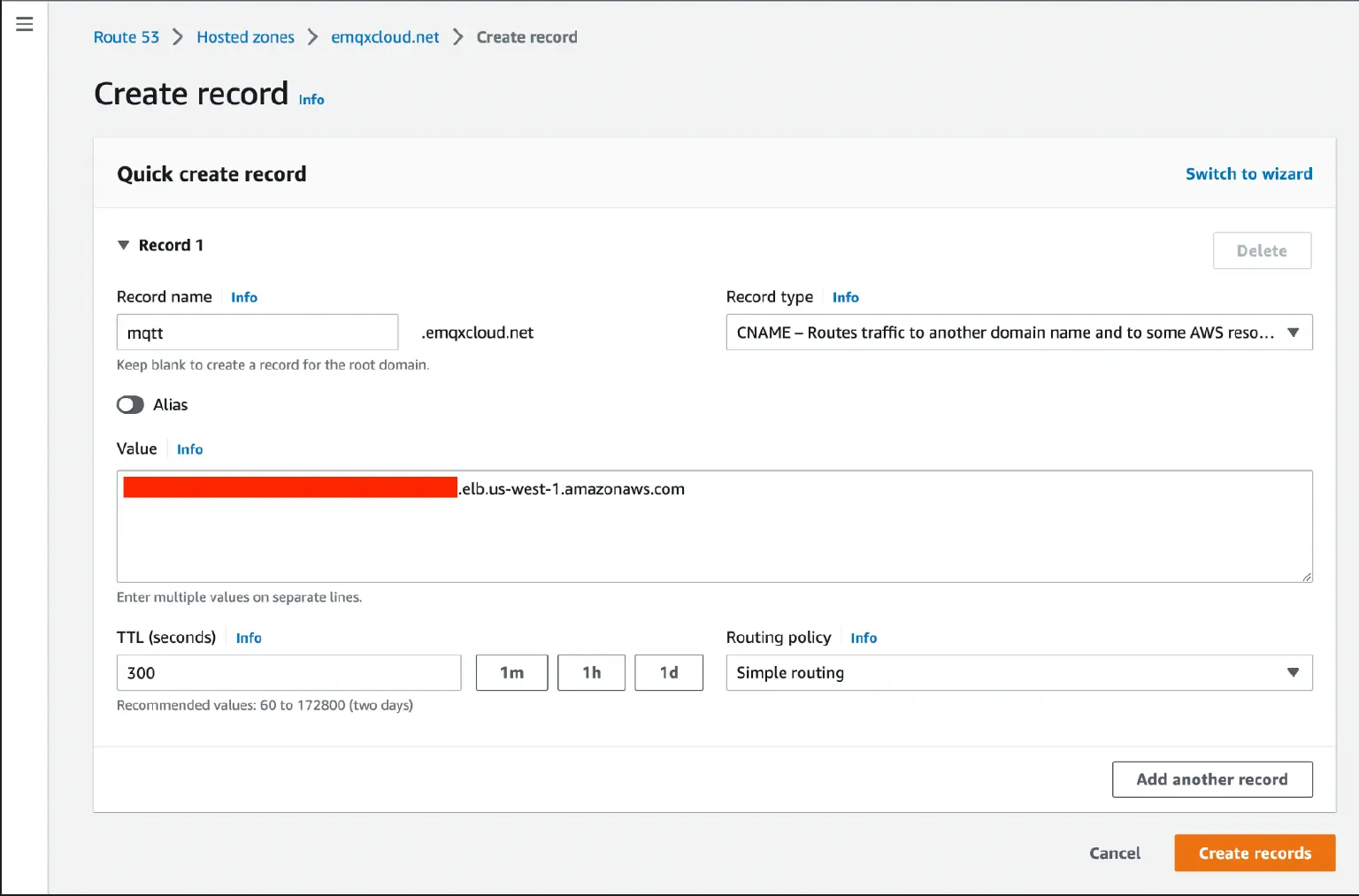 Create a CNAME record