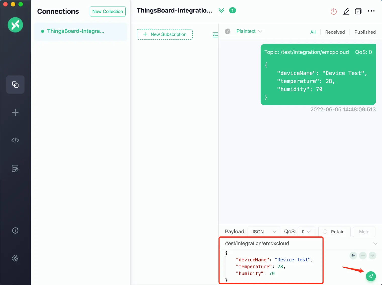 sending temperature and humidity data