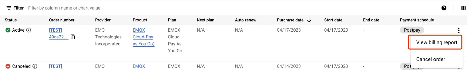 View billing report