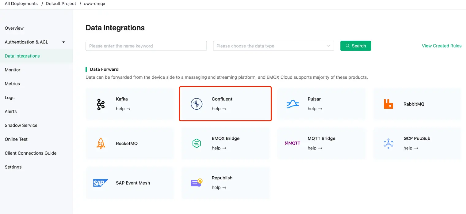 Data Integrations page