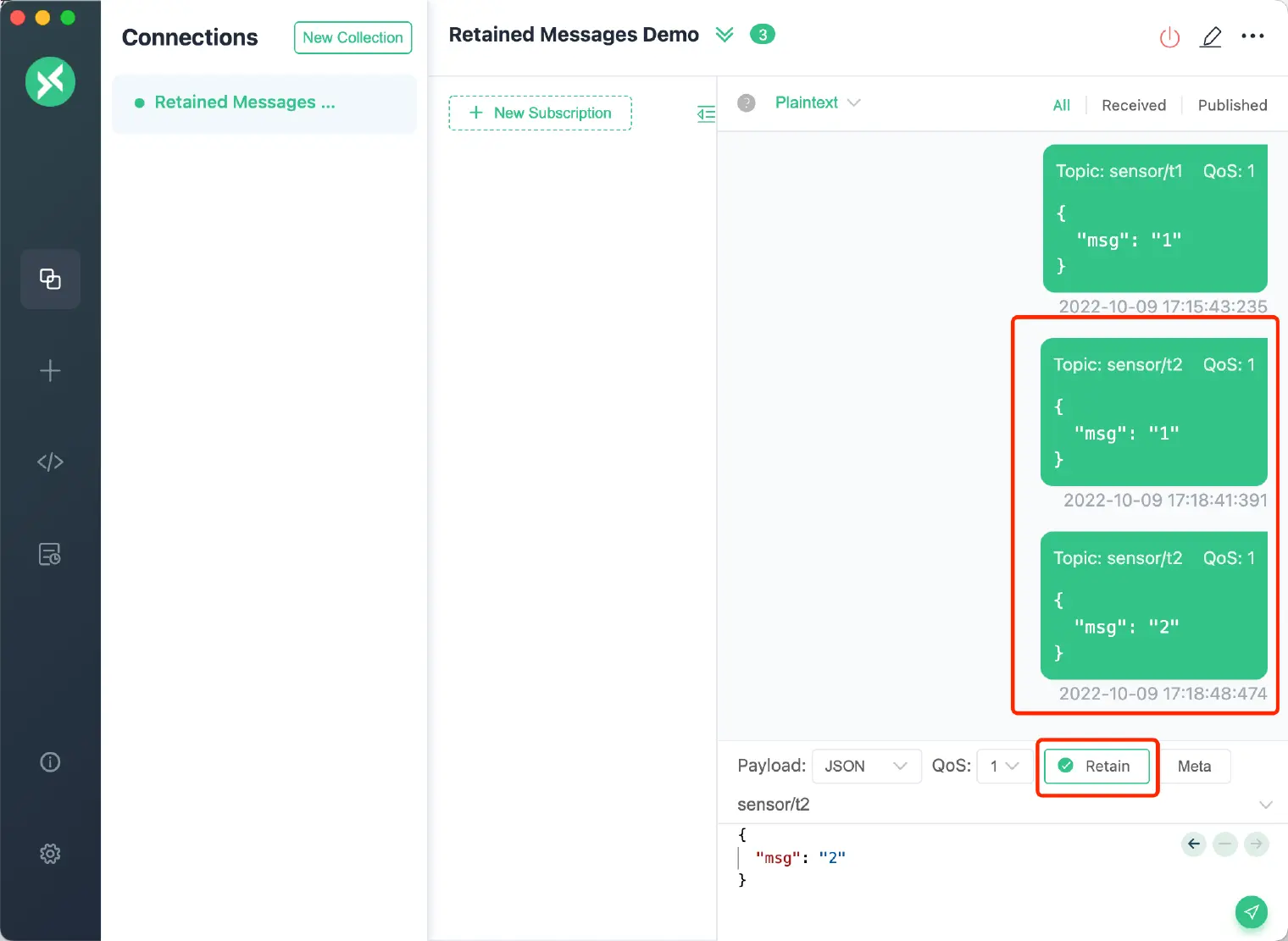 Publish MQTT Retained messages