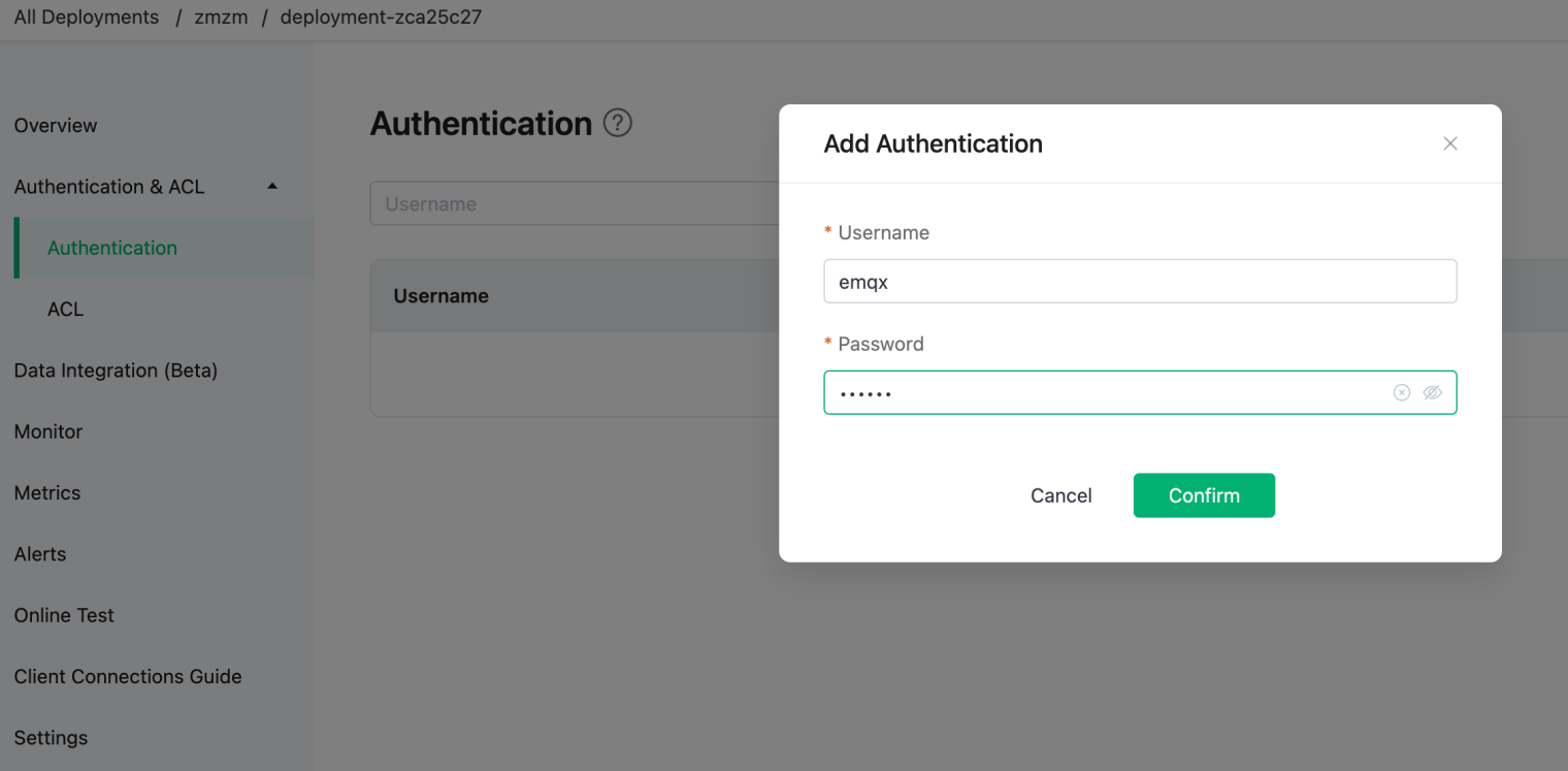 Add a Credential for the MQTT Connection