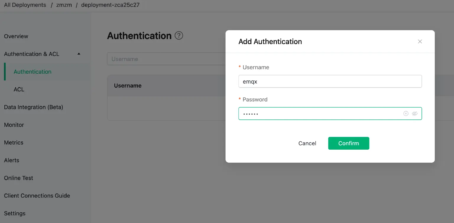 Add a Credential for the MQTT Connection
