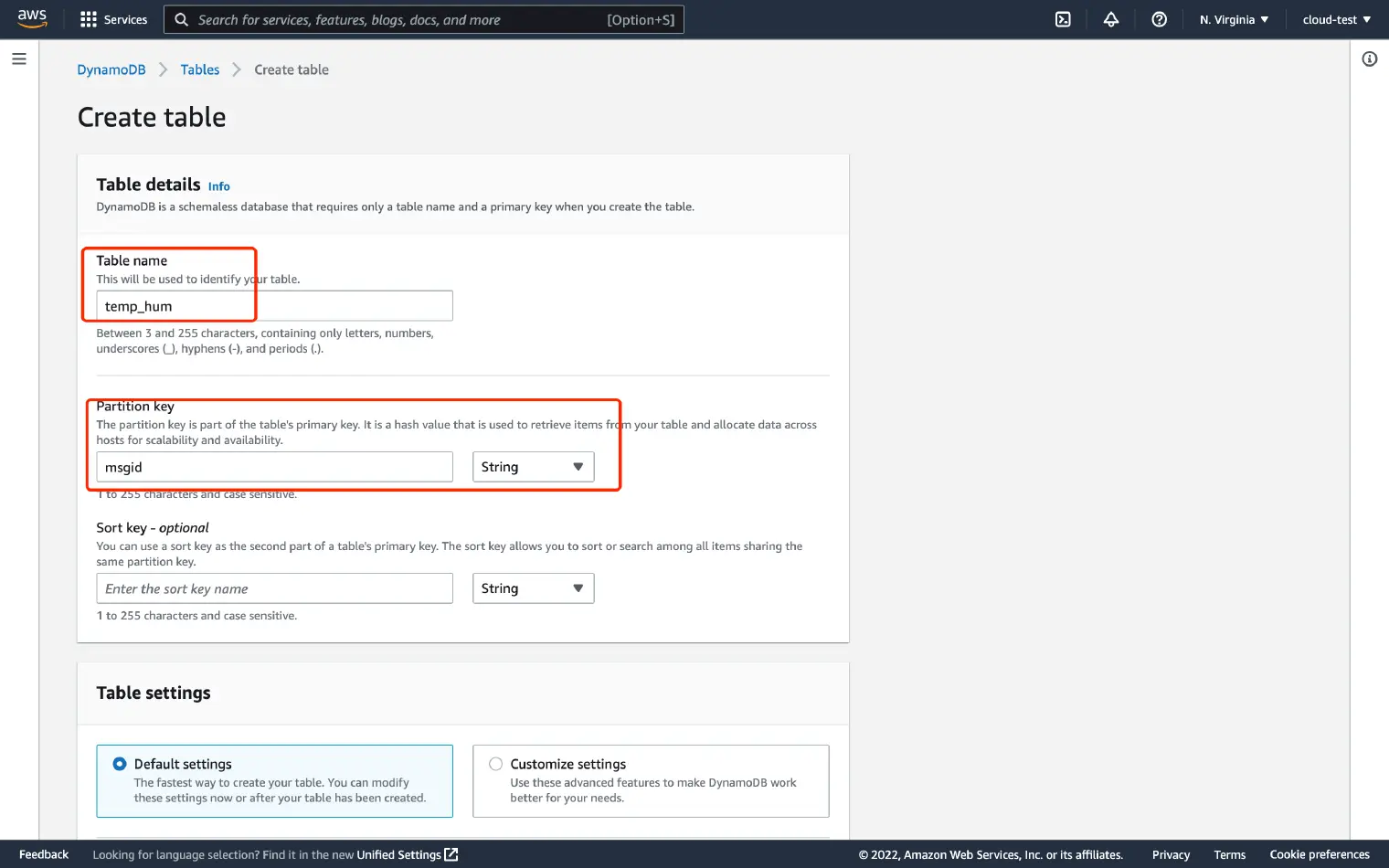 Create DynamoDB Table