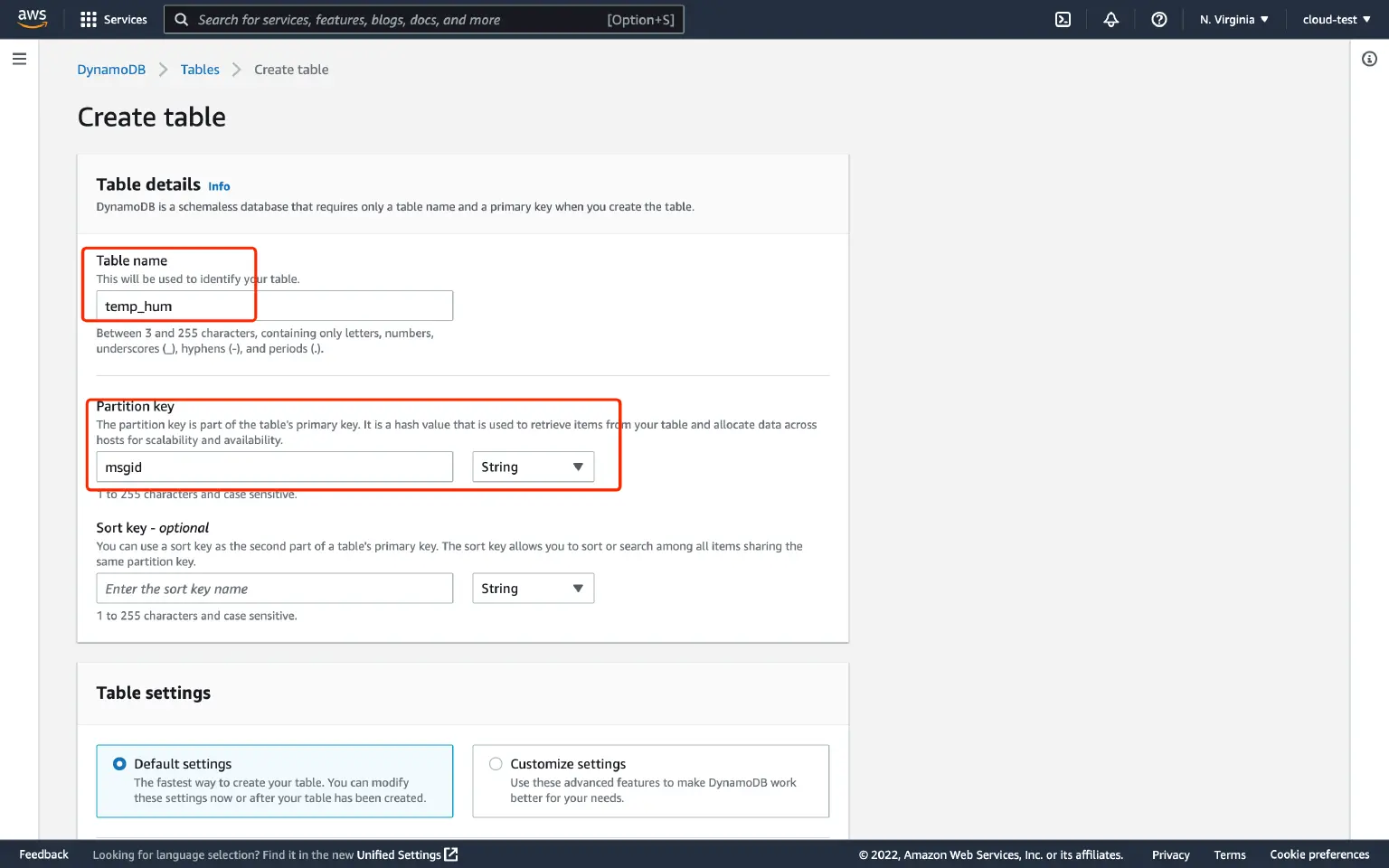 Create DynamoDB Table