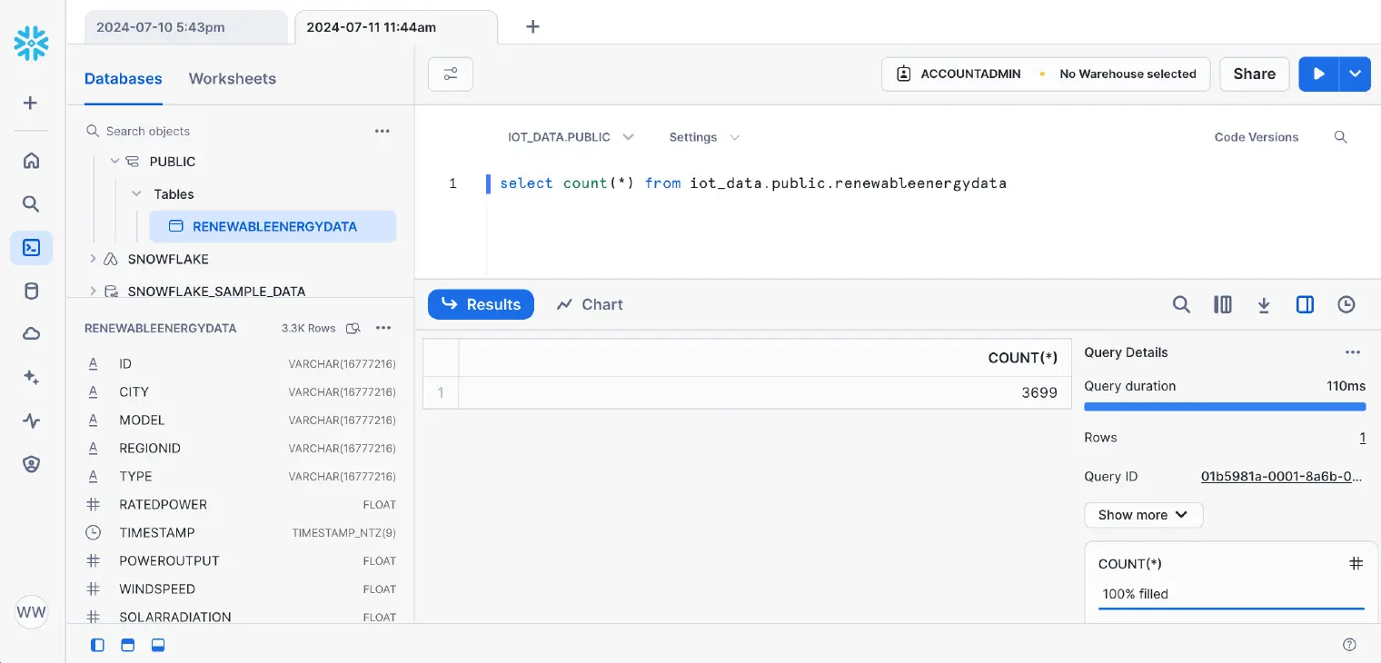 在 Snowflake 中执行 SQL 查询