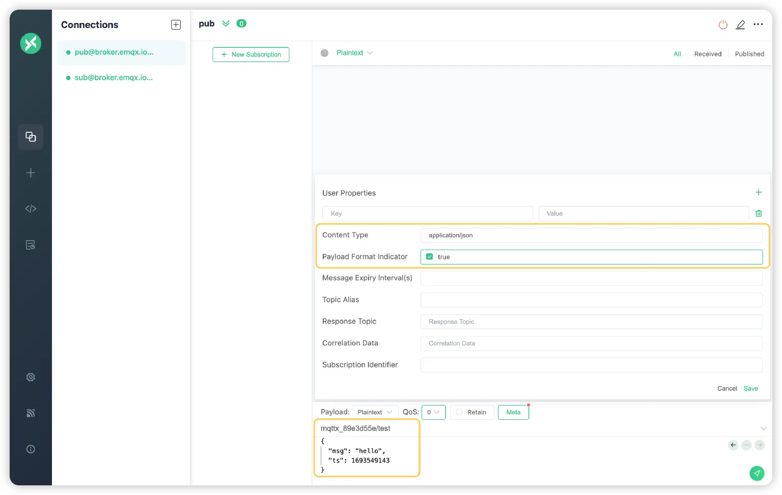 MQTTX Publish 消息
