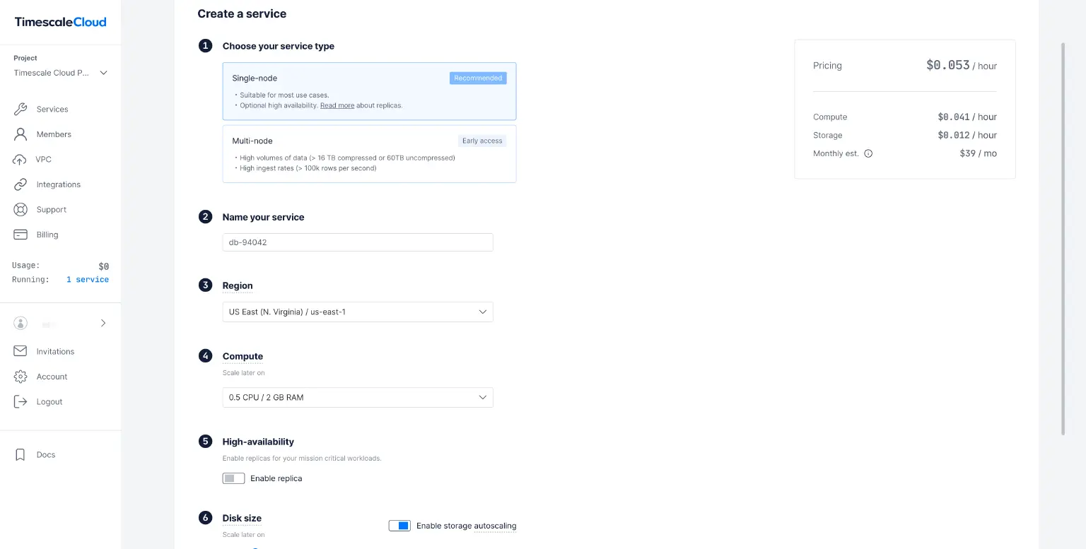Create Timescale Cloud instances