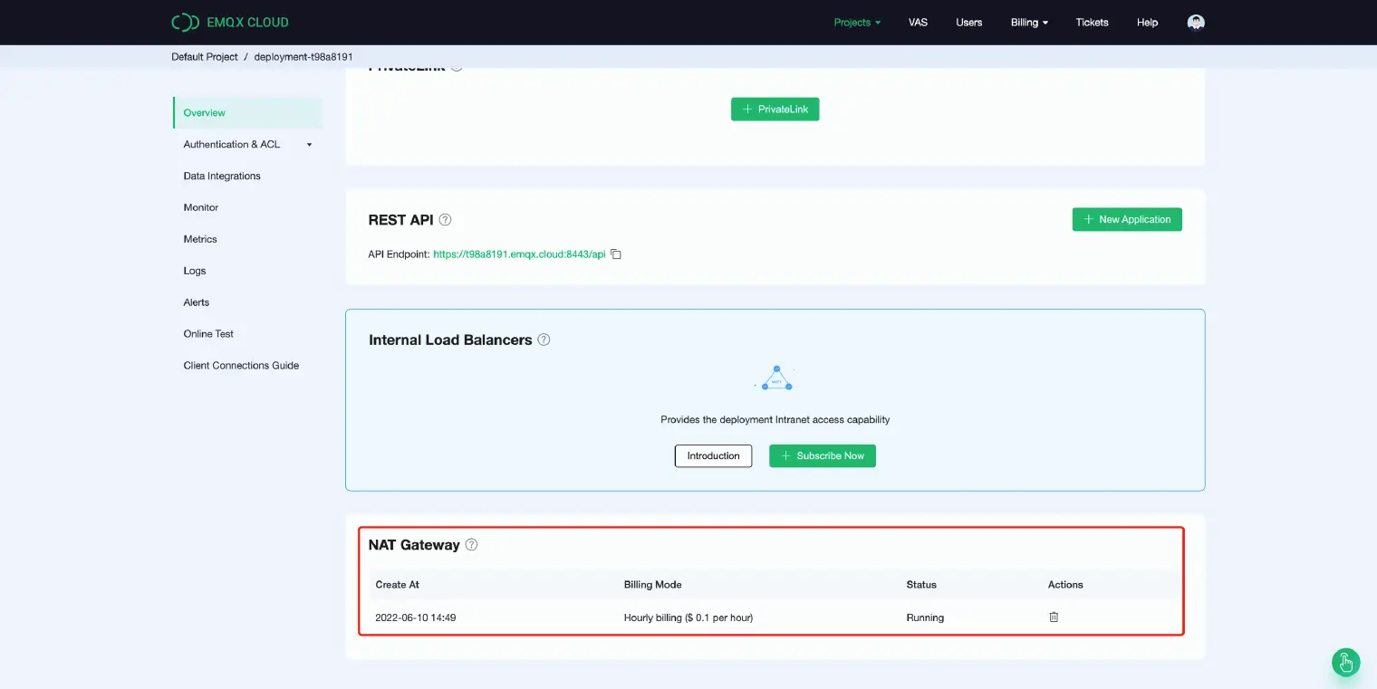 EMQX Cloud NAT gateways