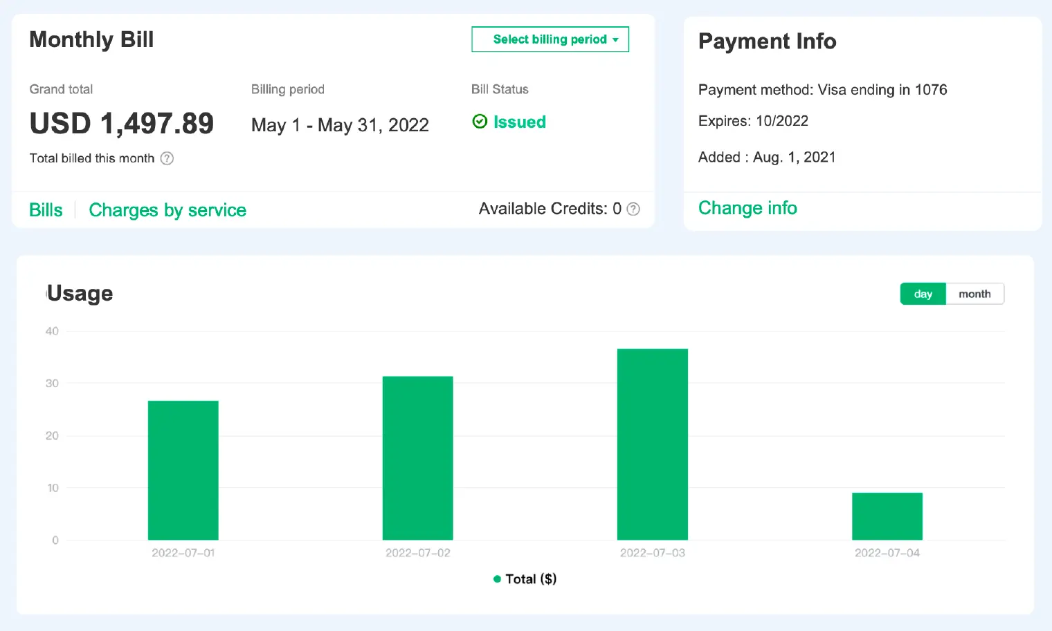 New Billing Dashboard