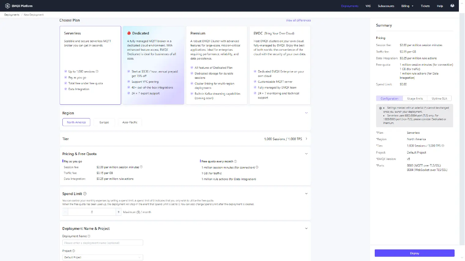 Deploy a serverless EMQX broker