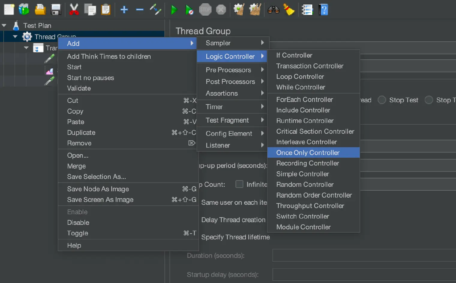 JMeter Add a once-only controller