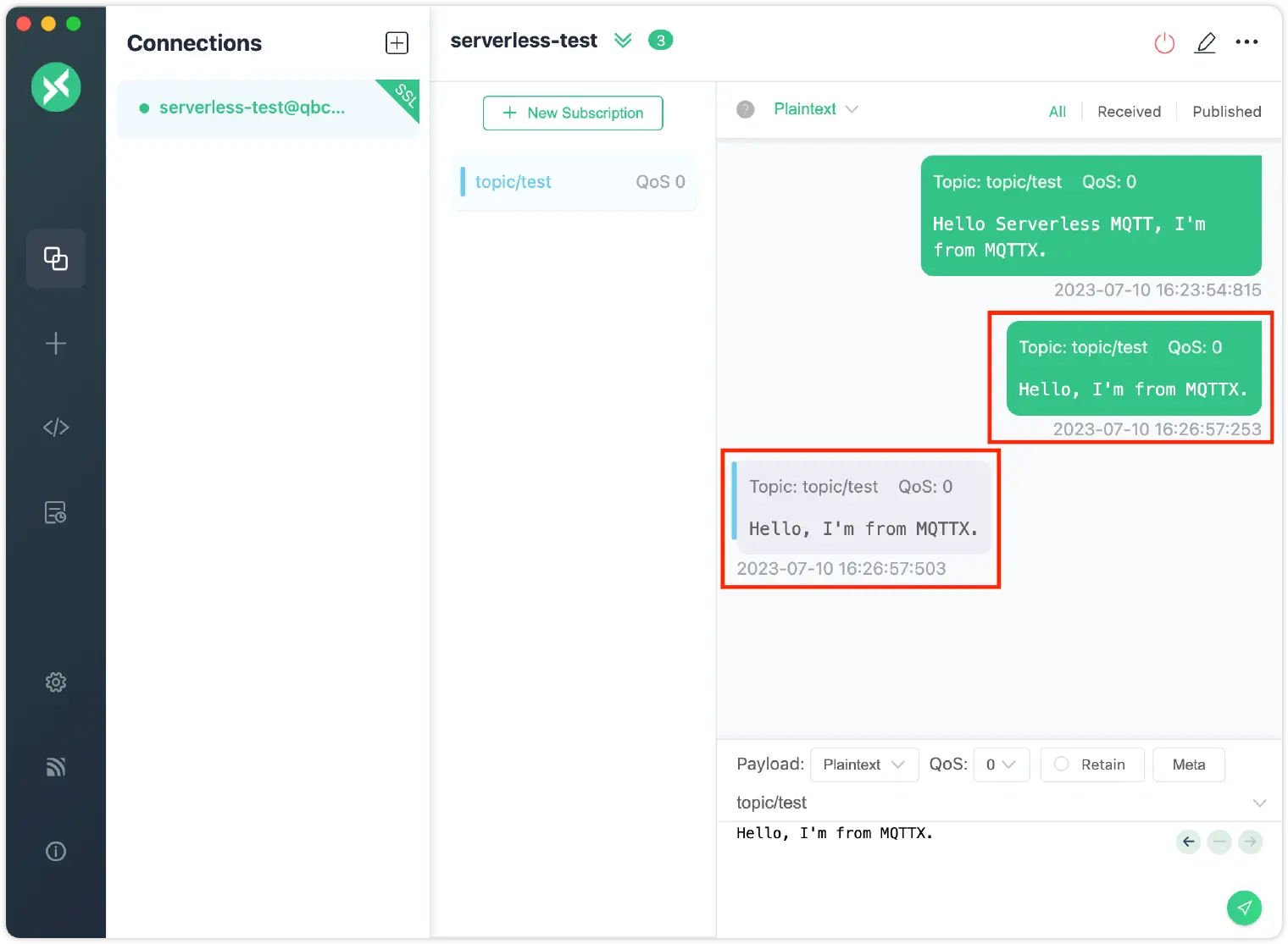 Receive MQTT message