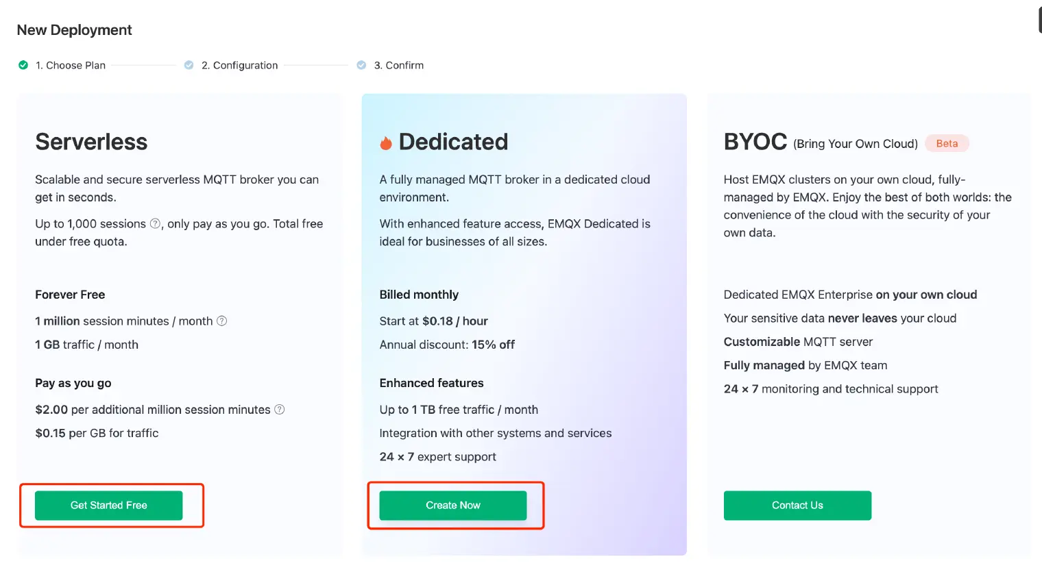 Start your new EMQX Cloud deployment