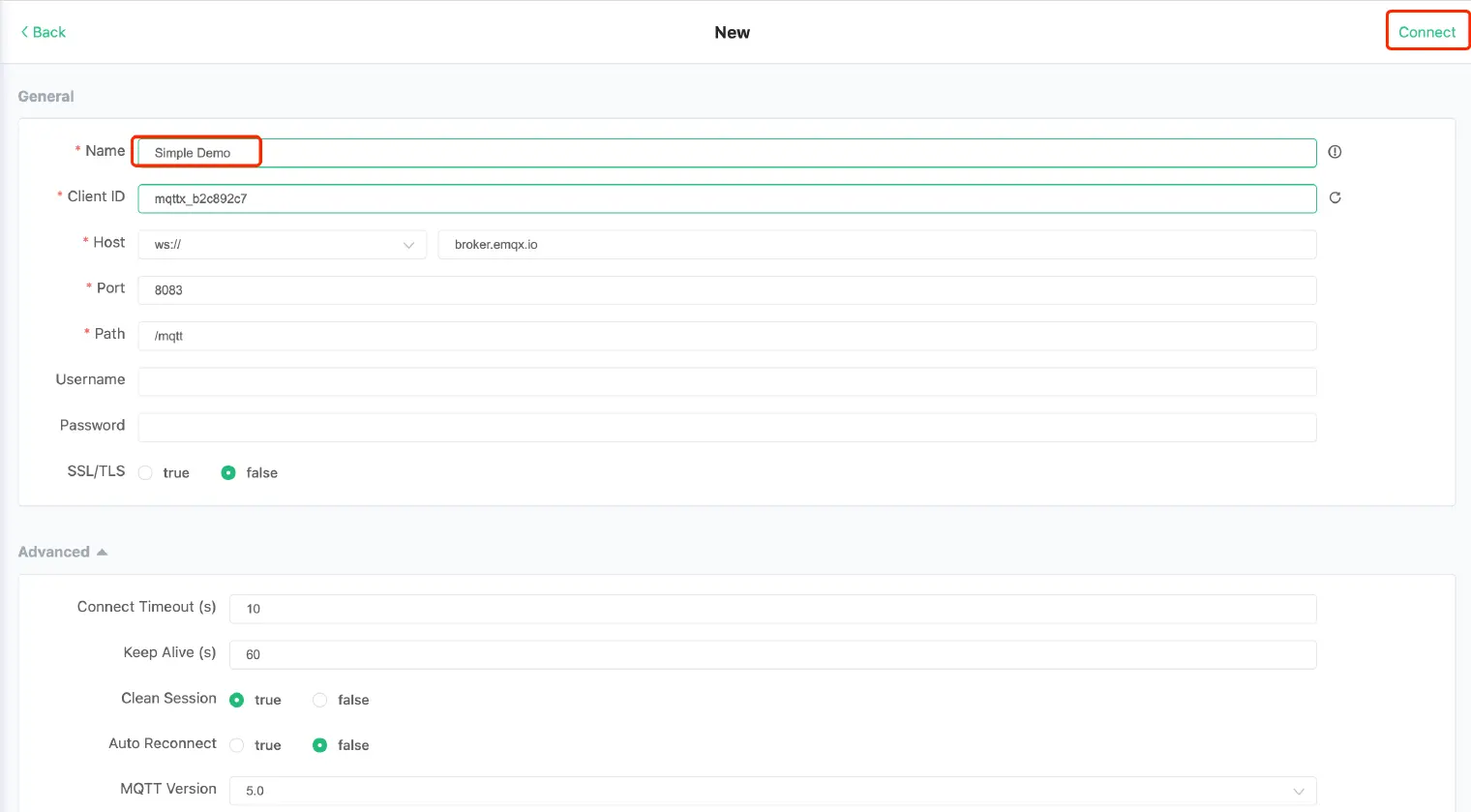 Create an MQTT connection