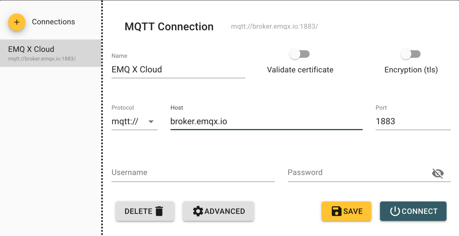 MQTT Explorer Create connection