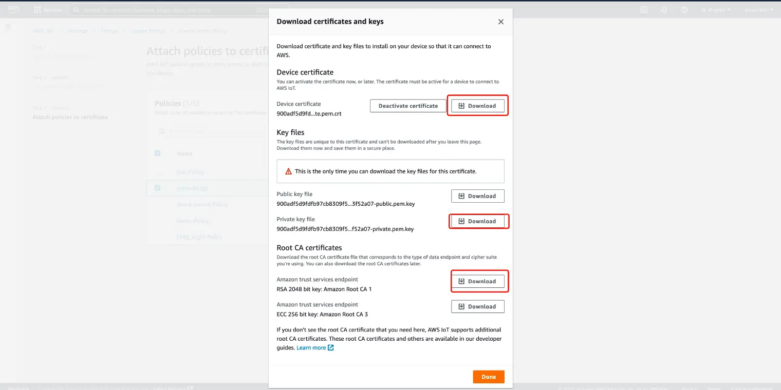 AWS IoT 下载证书