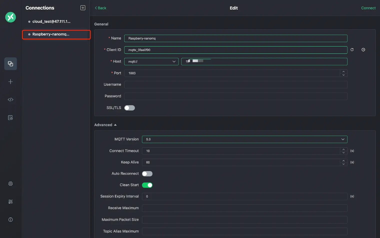 Connect to NanoMQ