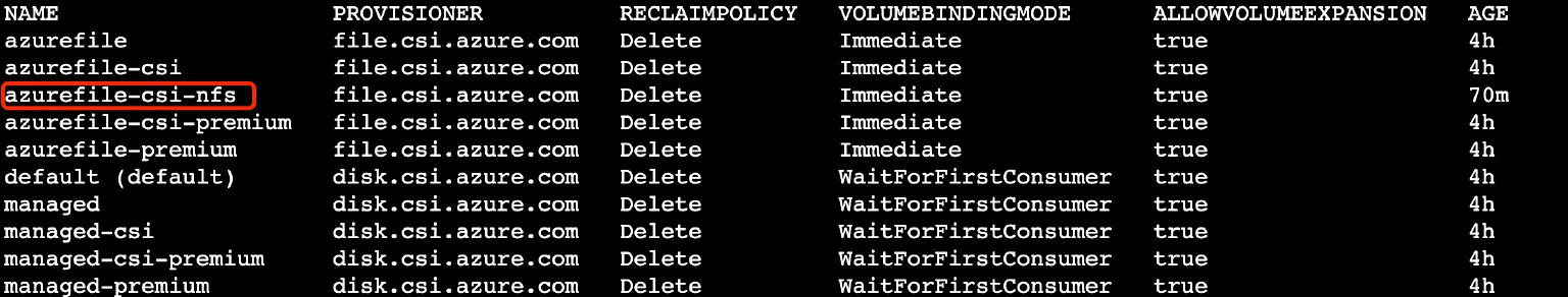 查看该 StroageClass 是否创建成功