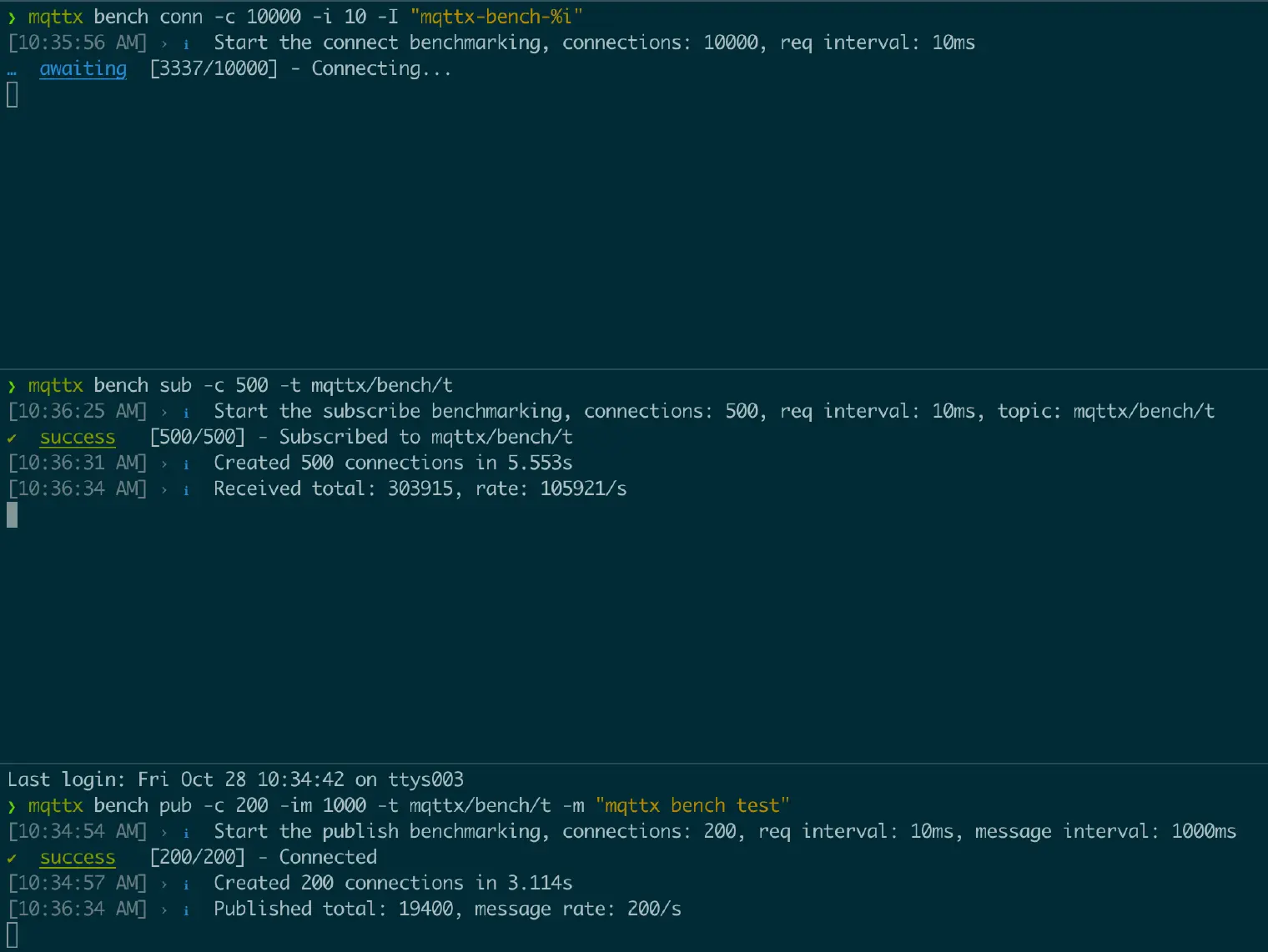 MQTTX CLI bench