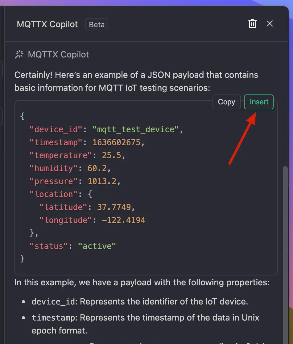 Insert MQTT Test Data