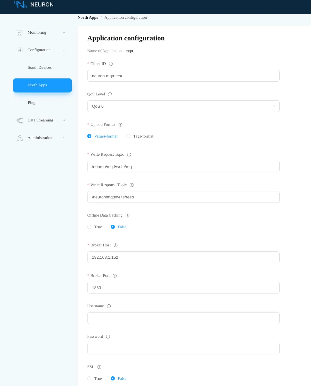 Configure the *mqtt* node