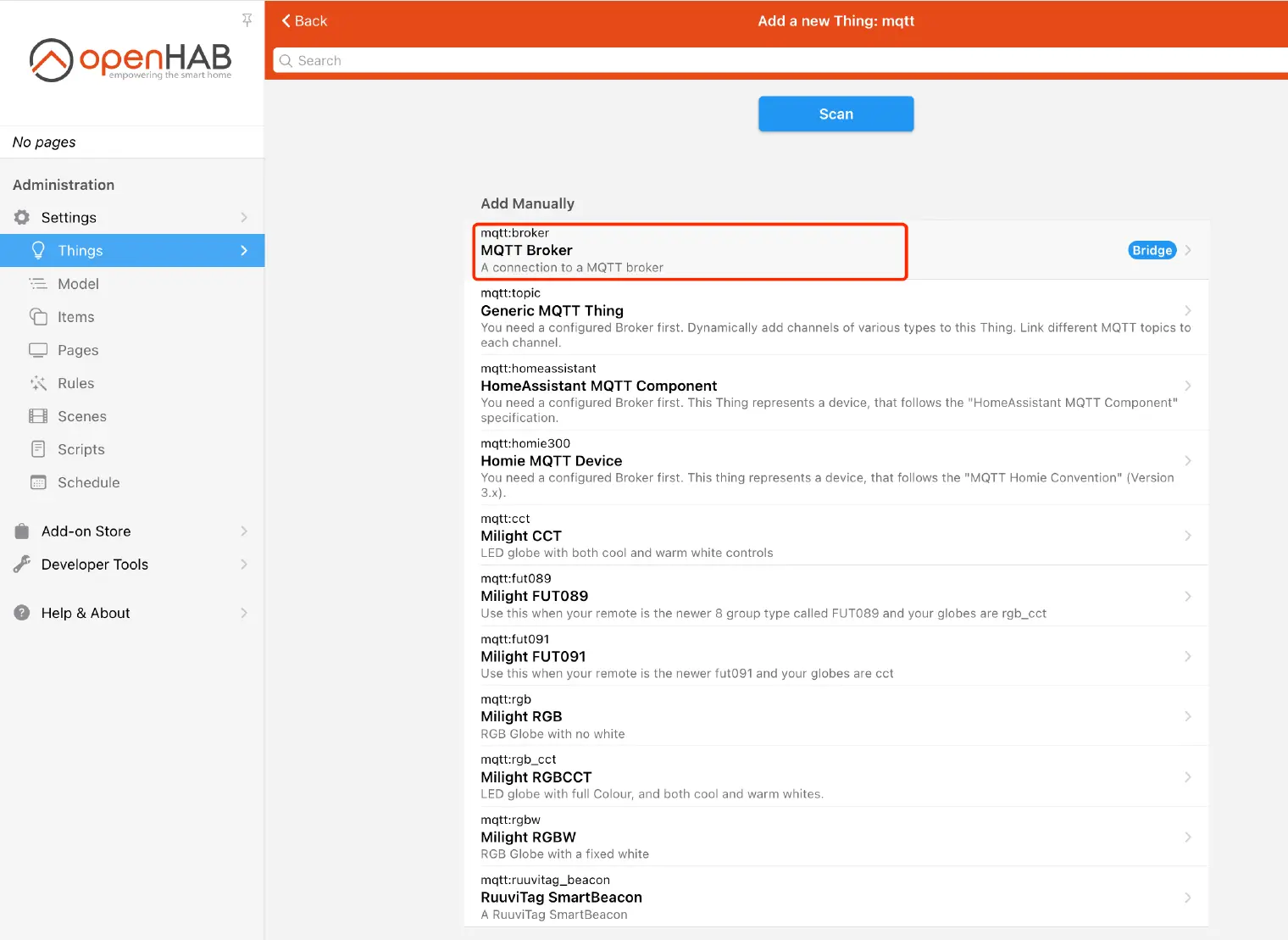 Add a MQTT Broker to openHAB