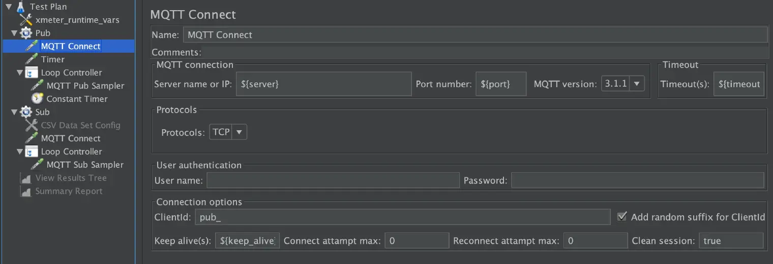 JMeter test script for MQTT test