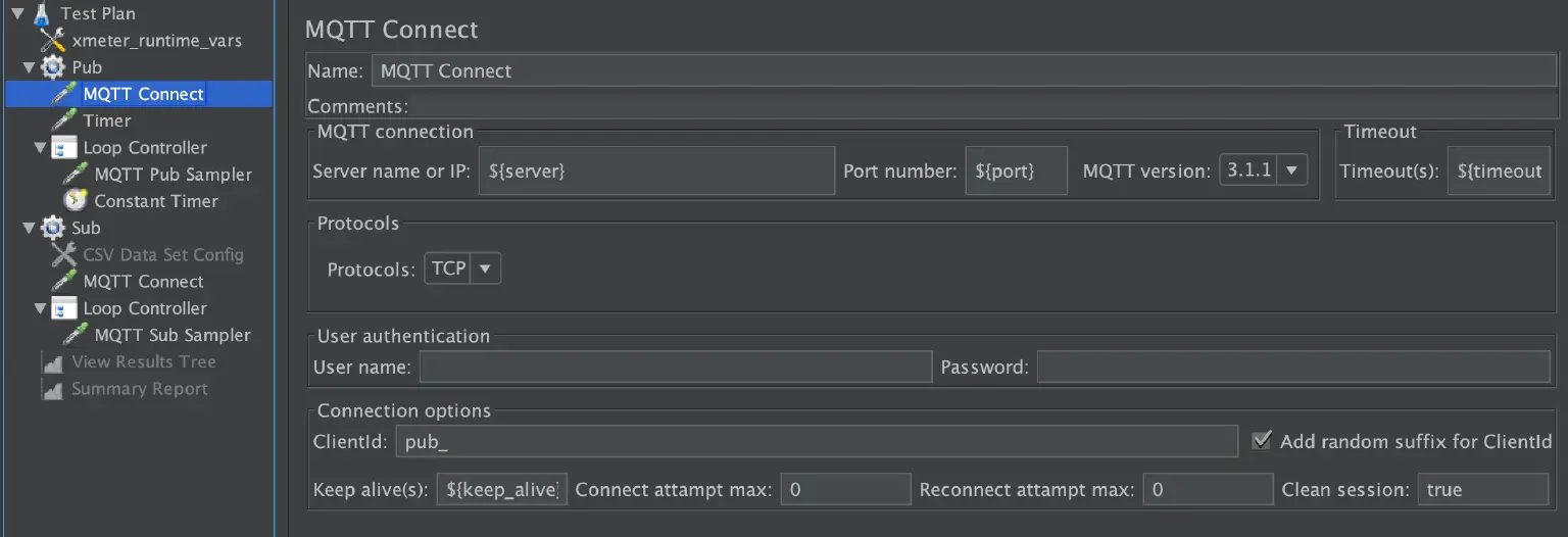 JMeter test script for MQTT test