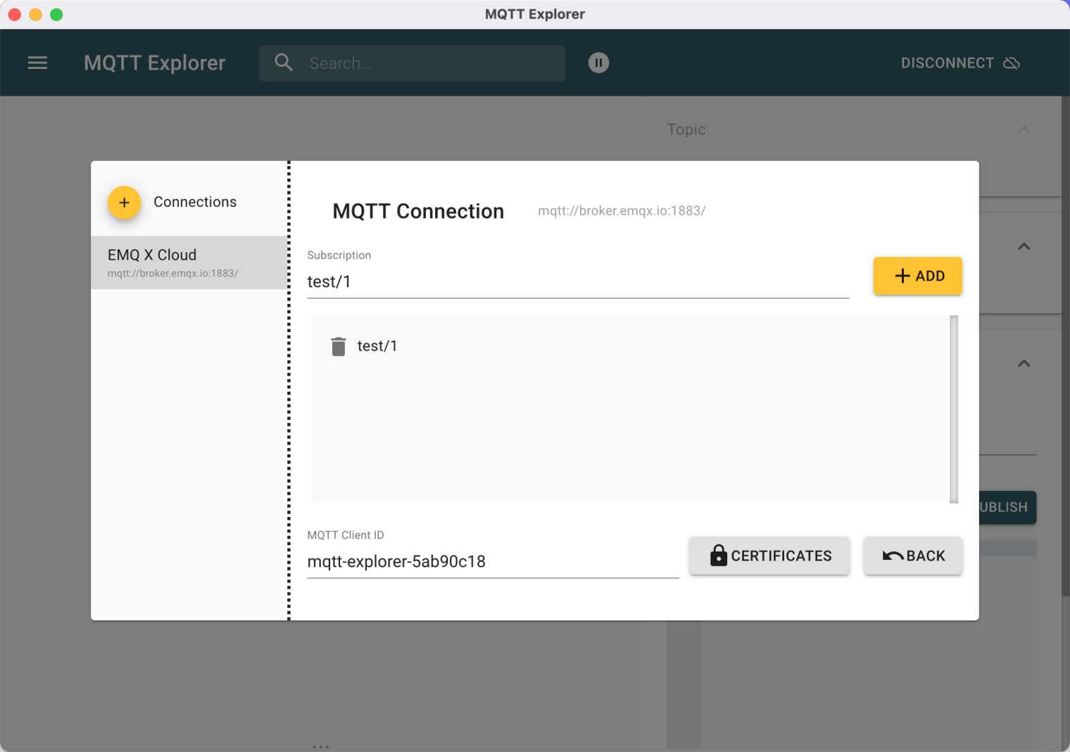 MQTT Explorer Subscribe to a topic