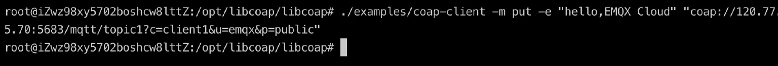 CoAP terminal sends the message