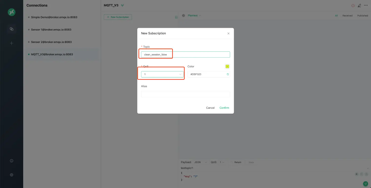 MQTT subscribe