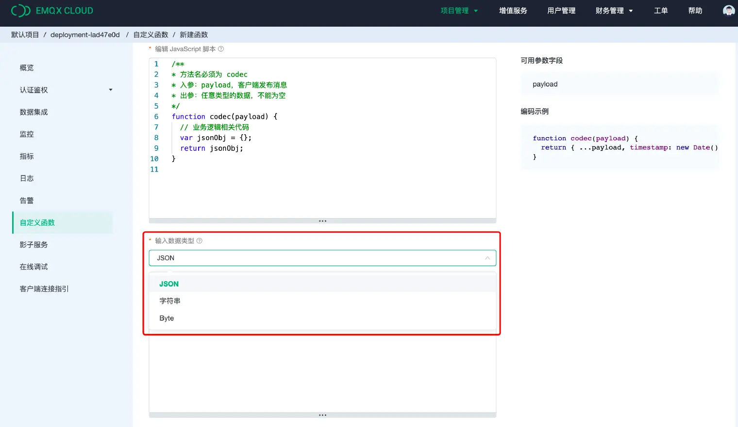 选择 payload 输入类型