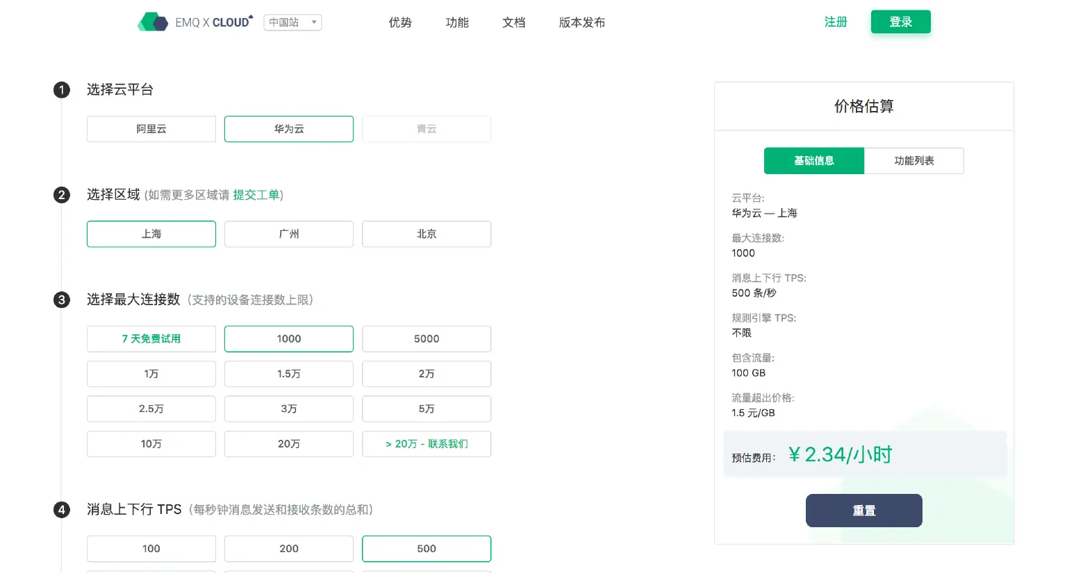 MQTT 公有云价格估算
