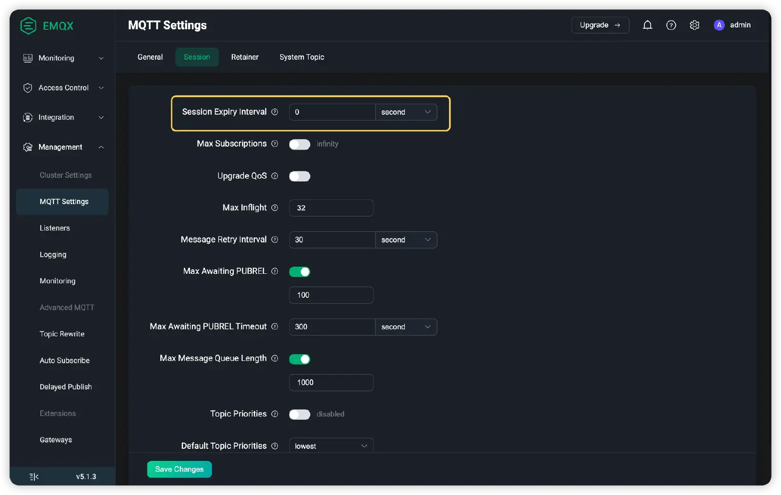 MQTT Session Expiry Interval