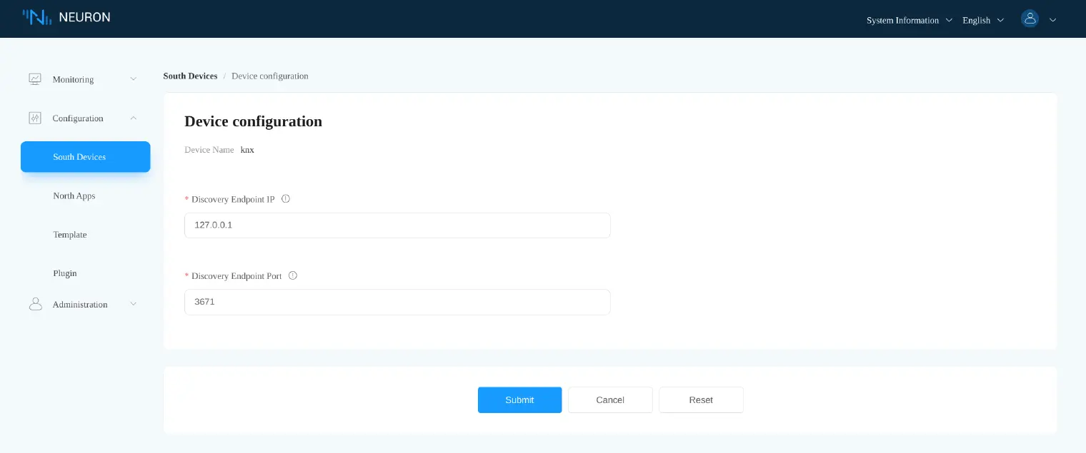 Configure the *knx* node