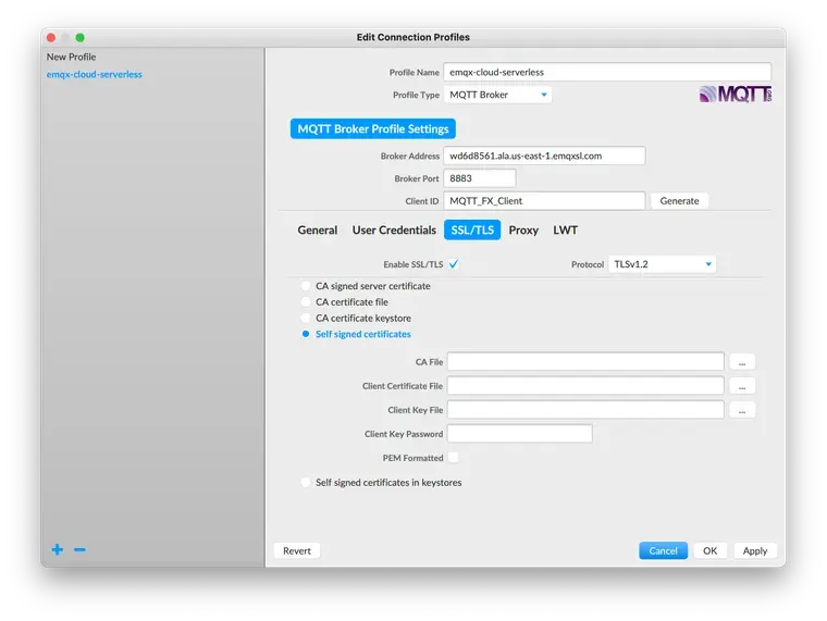 MQTT.fx SSL/TLS Connection