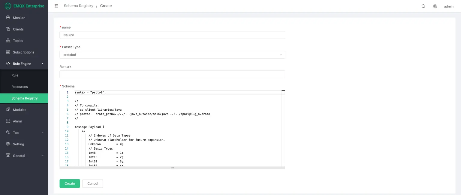 Select the protobuf for Parse Type