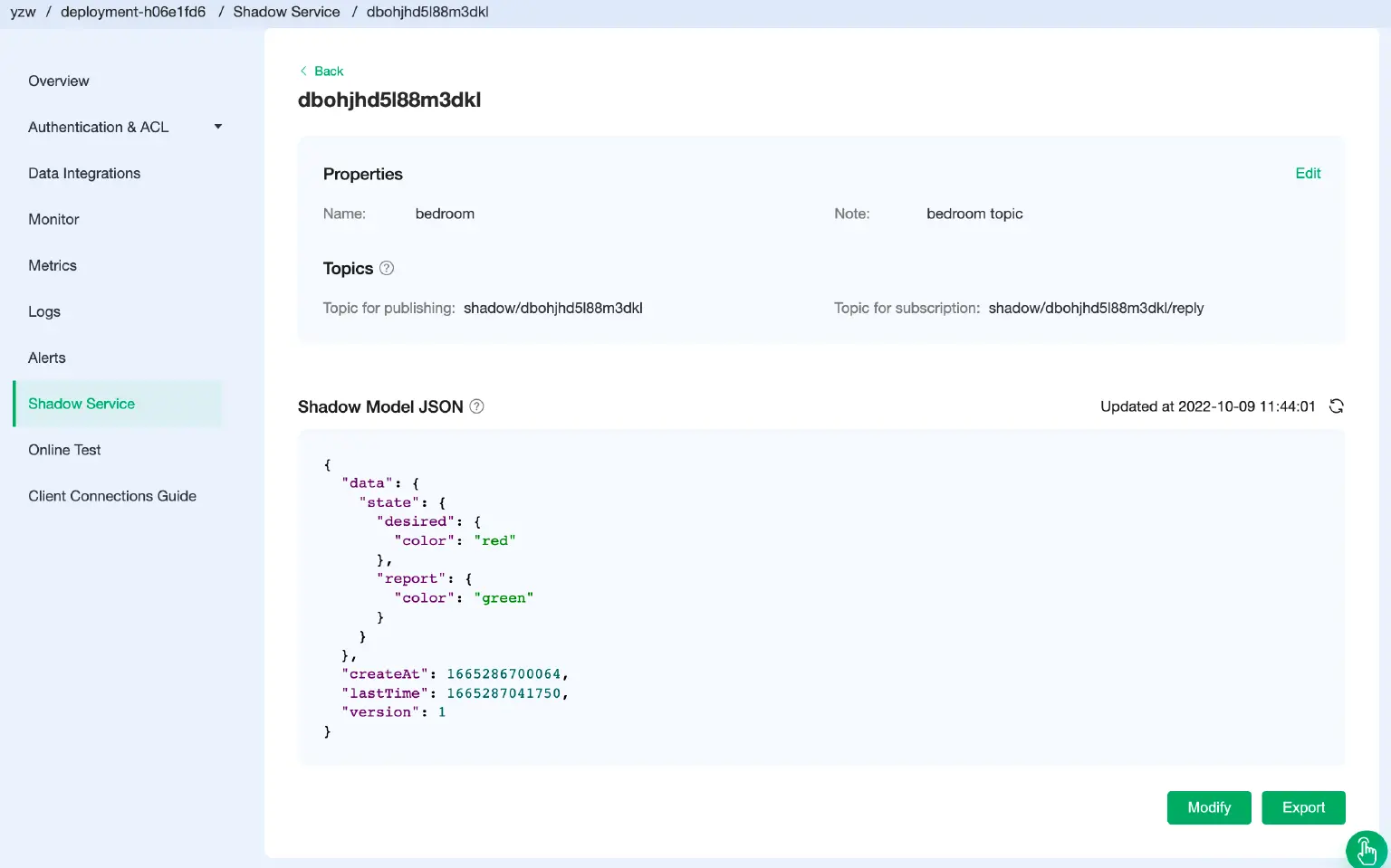 shadow model details page