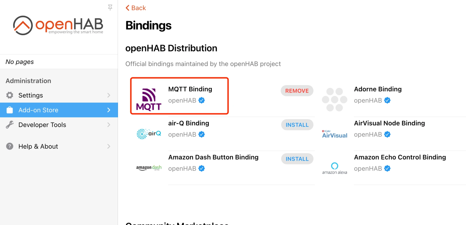 openHAB Install MQTT Binding