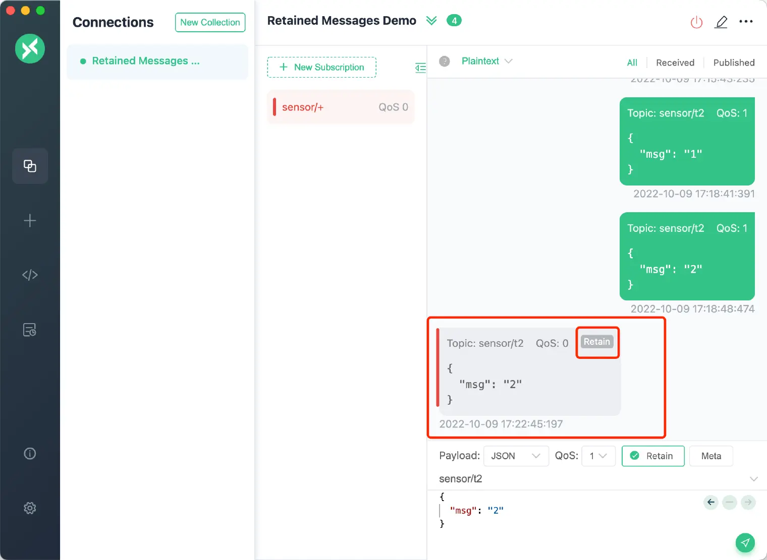 Receive MQTT Retained Messages