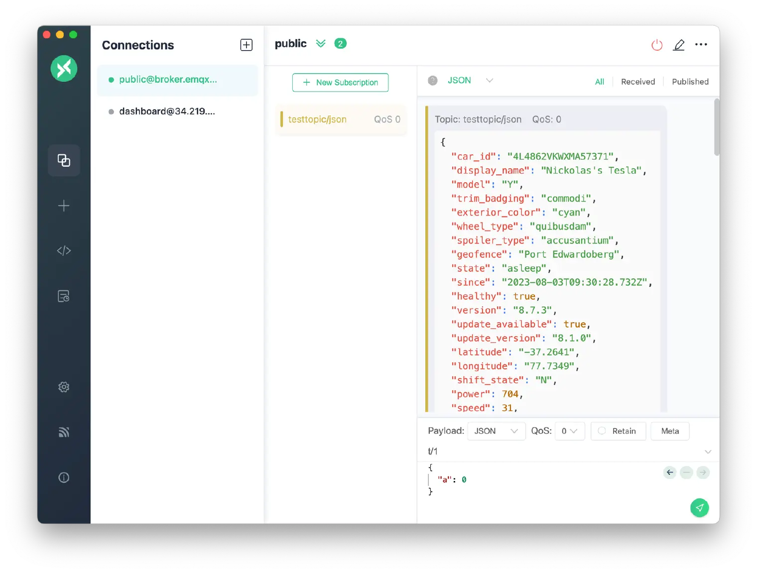 MQTT JSON Highlighting