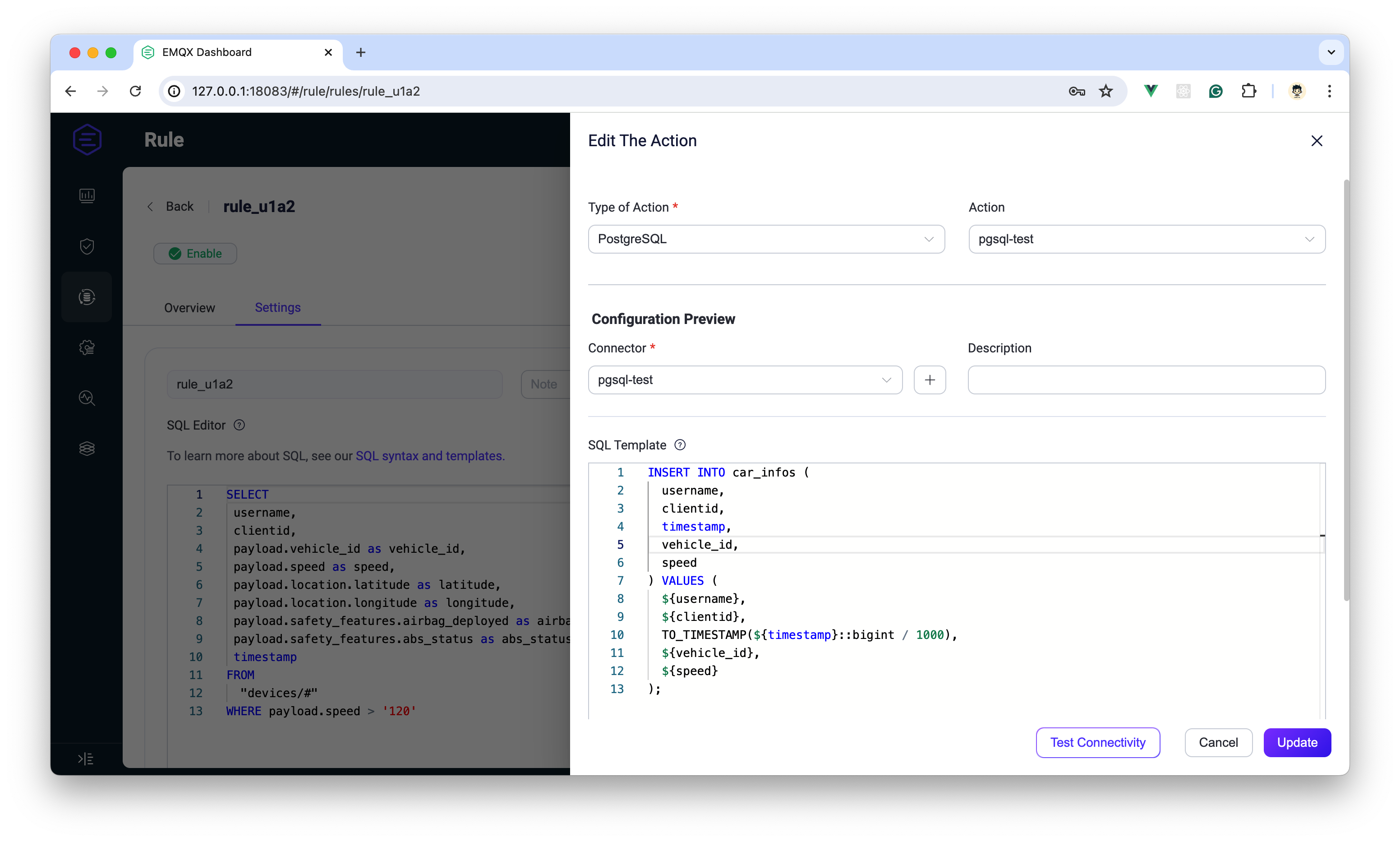 PostgreSQL Action