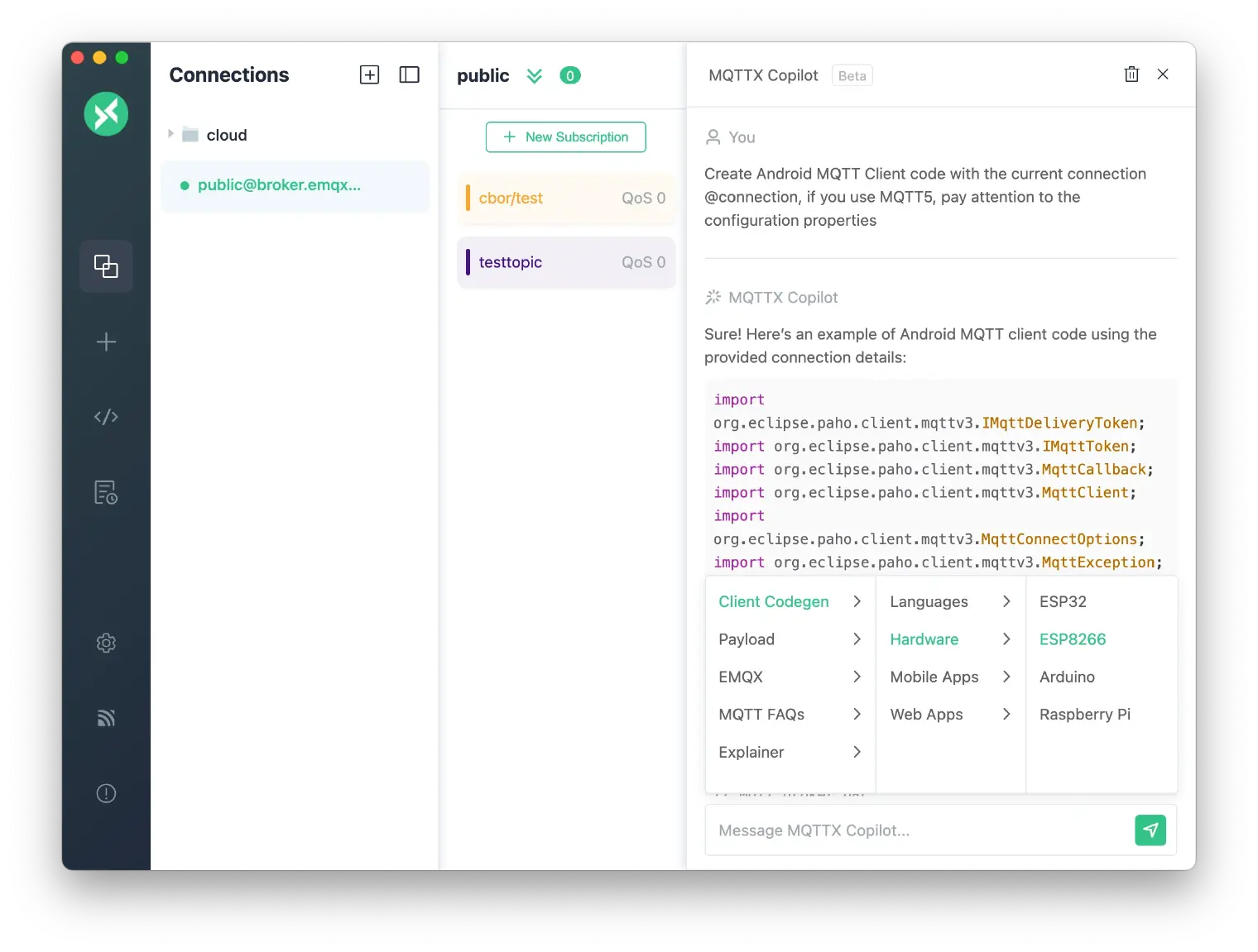 Expanded MQTTX Copilot