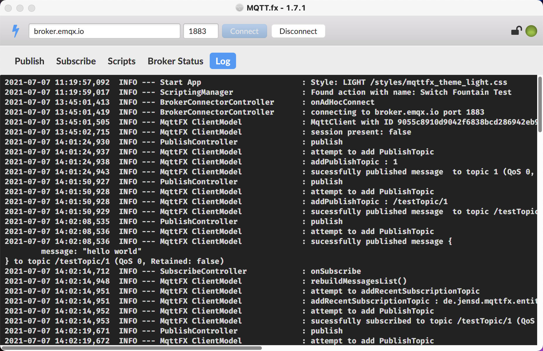 MQTT.fx 日志